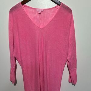 Lilly Pulitzer Women's Pink V-Neck Dolman Sleeve Pullover Tunic Sweater XS Small